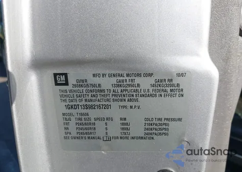 2008 GMC Envoy Slt from USA, damaged, VIN 1GKDT13S982167201